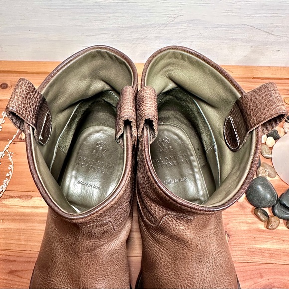 Brunello Cucinelli Leather Ankle Boots Booties Size 39 - Picture 9 of 10